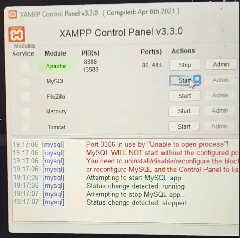 XAMPP Control Panel 3.3.0 MyPayIndia Edition
